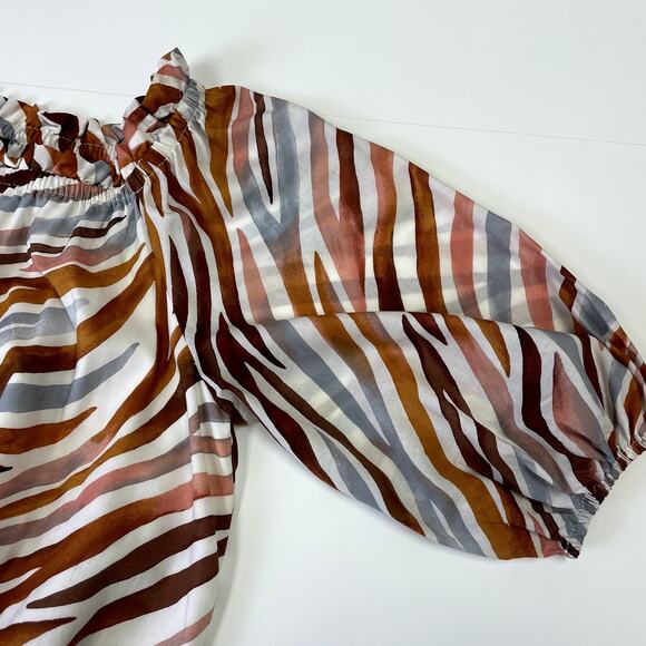 Ann Taylor Zebra Stripe Boatneck Midi Dress M Without Tie Waist - Picture 10 of 16